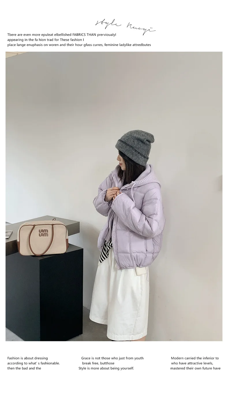 2026 Winter New Solid Color Long-sleeved Cotton Jacket Women's Fashion Versatile Hooded Bread Loose Korean Version Thick Coat