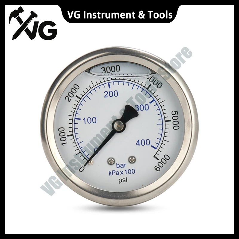 High Stability Pressure Washer Gauges 6000psi Quick Pressure Gauges with N14x1.5 Thread used for Power Washer 69HF