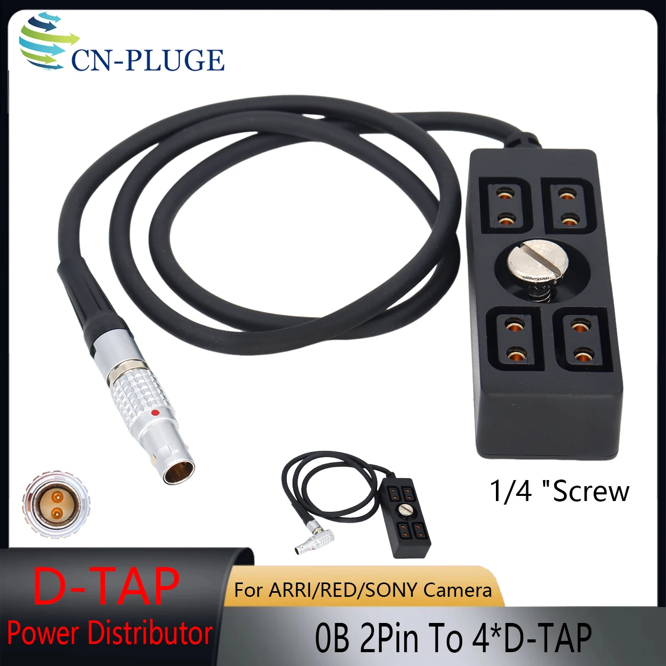 0B 2Pin to 4 Port D-TAP Power Splitter Hub with 1/4 Screw for Camera Tilta Float DJI Ronin Stabilizer Power Distribution Cable