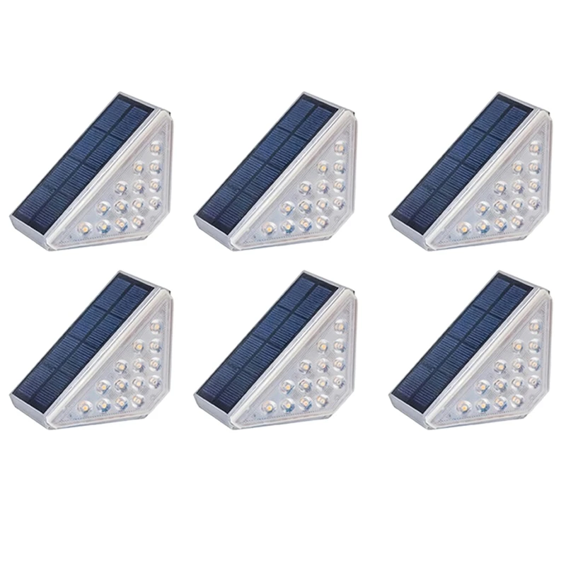 6Pack Solar Step Lights For Outside Waterproof, Outdoor Deck Steps Lights, Triangle Solar Stair Lights For Front Porch