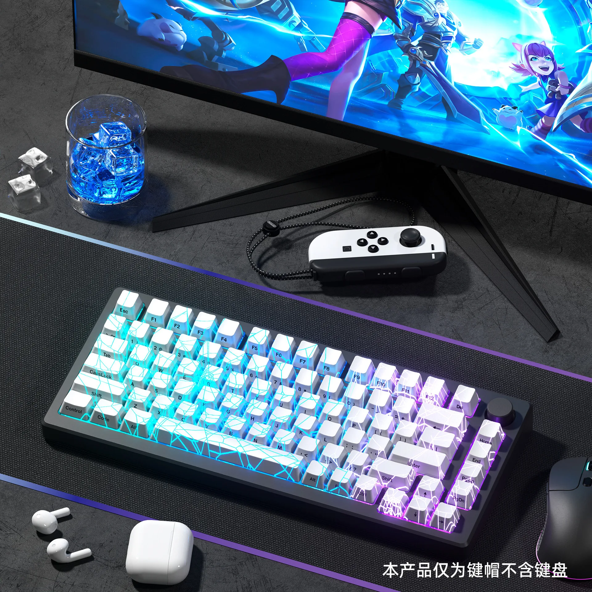White spider web keycap side engraving light transmission Customized keyboard cap IMD process Pattern light transmission