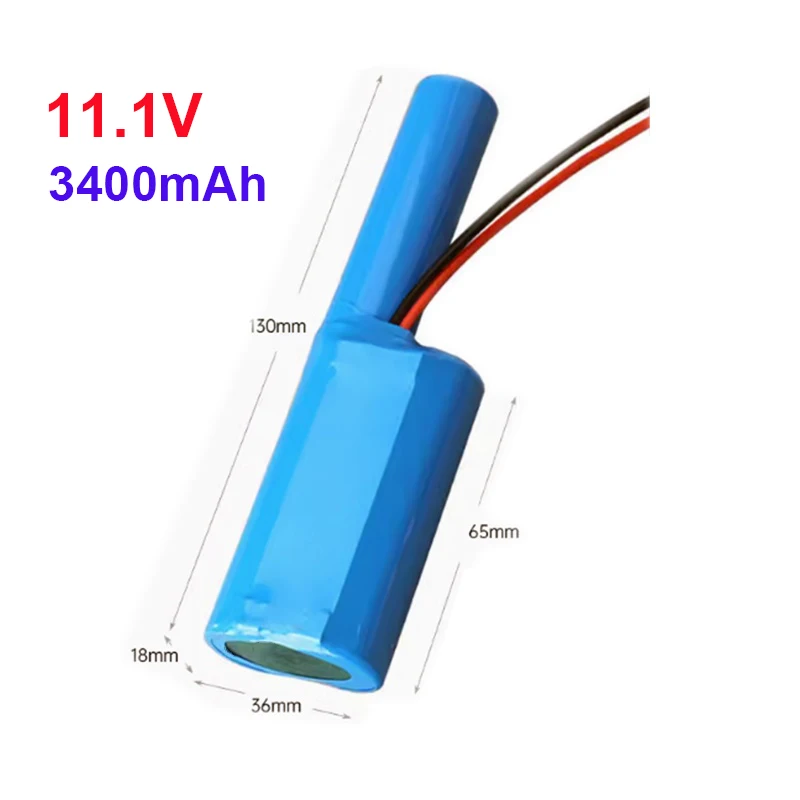 11.1V/12V 3400mAh 18650 Lithium Battery Pack, Air Pump, Vacuum Cleaner, Solar Light Fixture, L-Shaped Customized Audio Battery