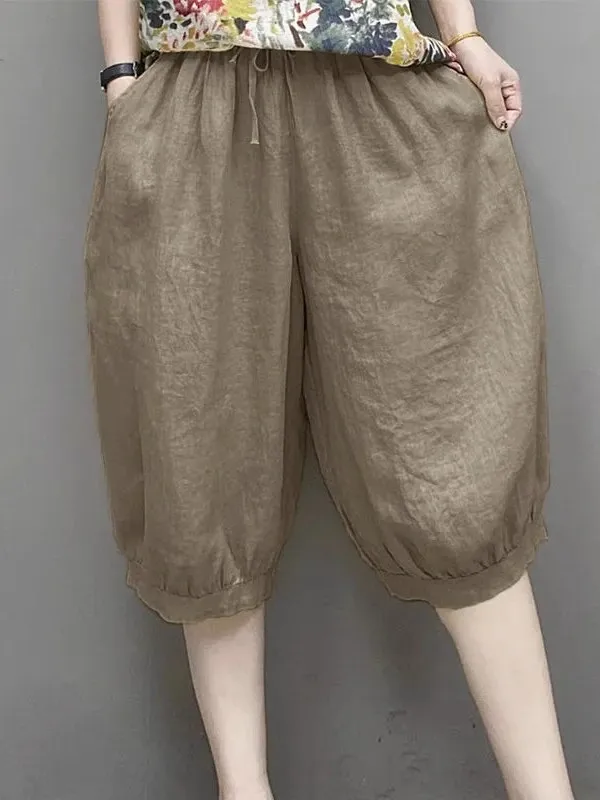 

Брюки Slim Fit из хлопка и льна с эффектом ледяного шелка, тонкие, для невысоких, весна-лето, повседневные, женские