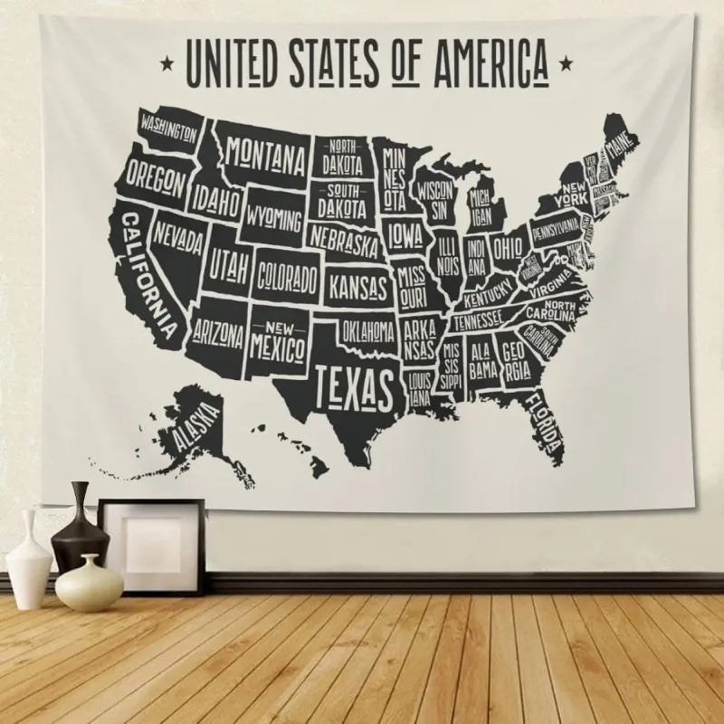 

Different Color Oversize Vintage USA Map Tapestry Wall Hanging Large Art Tapestry for Boys Bedroom Dorm Living Room Decor