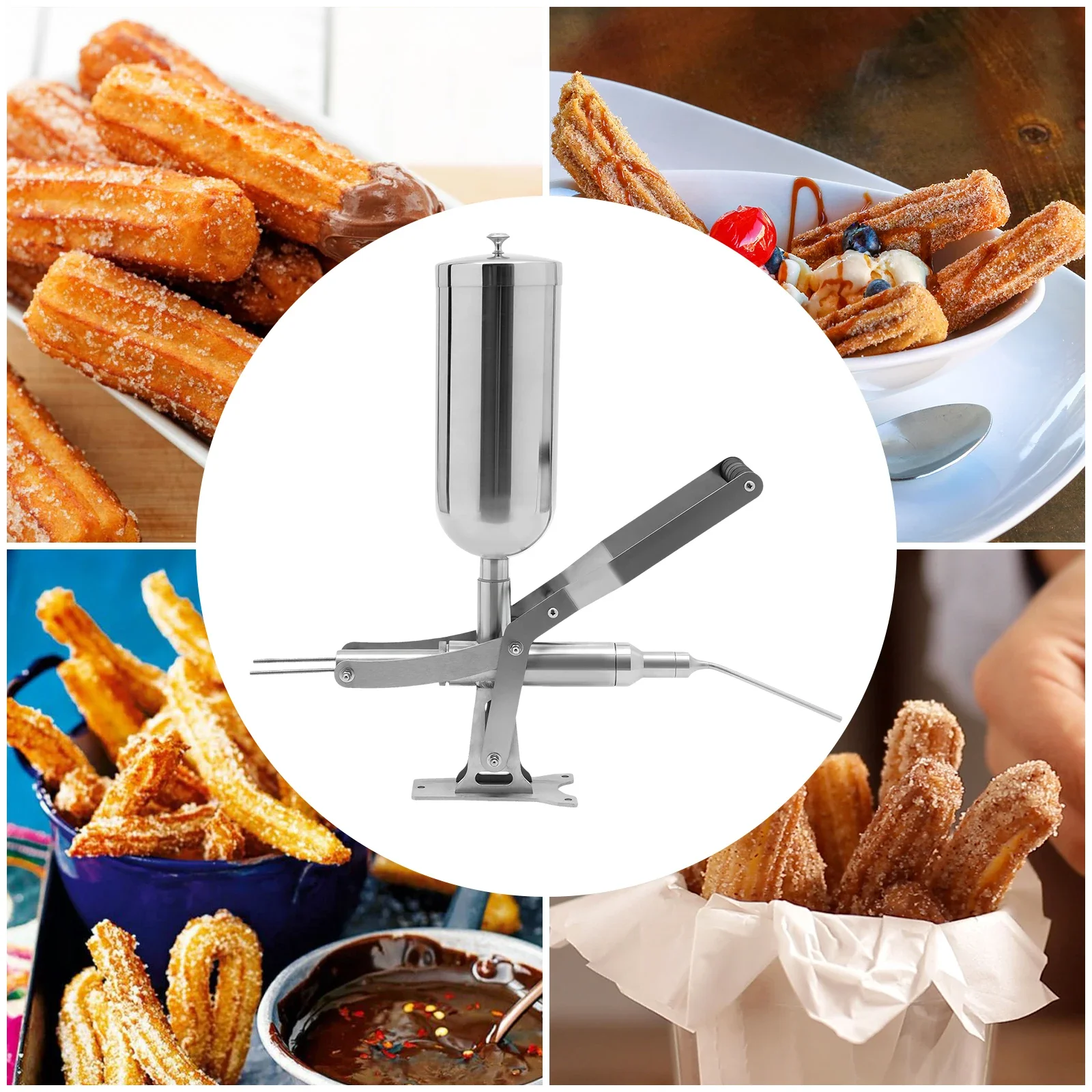 

Stainless Steel Donut Filling Machine, 5.28qt Capacity, Manual Control, Easy to Use, Space-Saving, Ideal for Home and Commercial