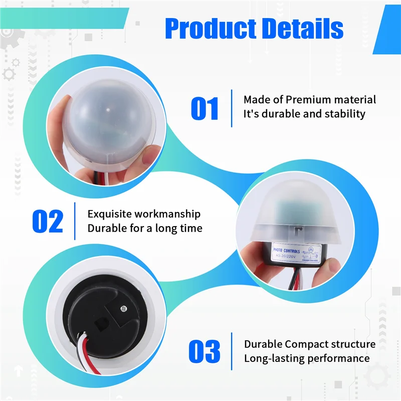 -RRKK 자동 자동 켜짐 꺼짐 Photocell 가로등 램프 스위치 C AC 220V 50-60Hz 10A 사진 제어 Photoswitch 센서 스위치