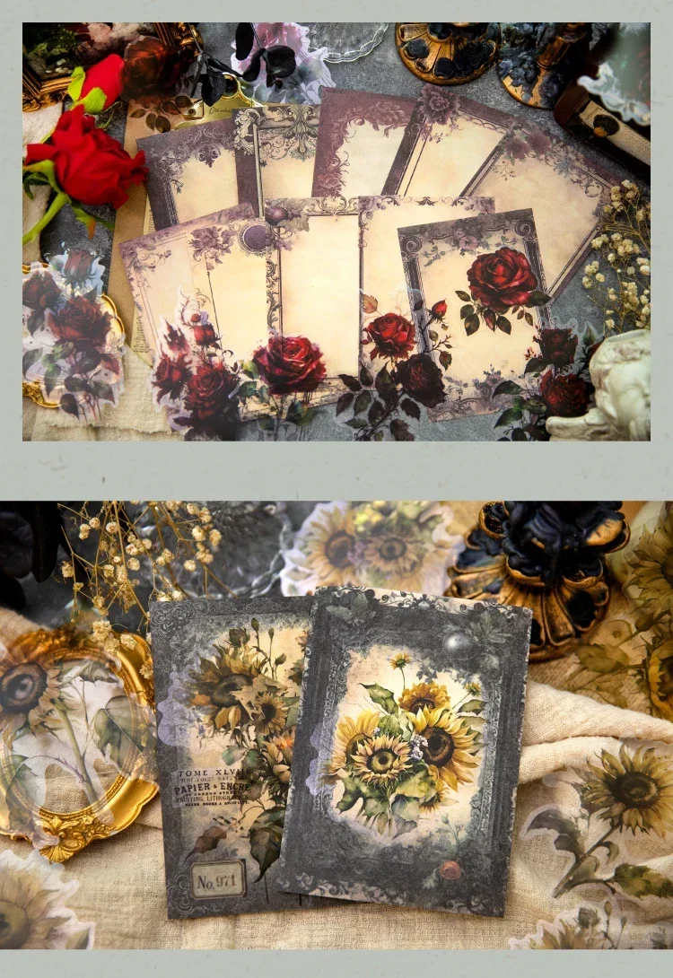30 Stück Material Scrapbook Papier Bloom Dark Paket Retro Handbuch Dekoration Materialien Notebooks Handschrift – Detail 7