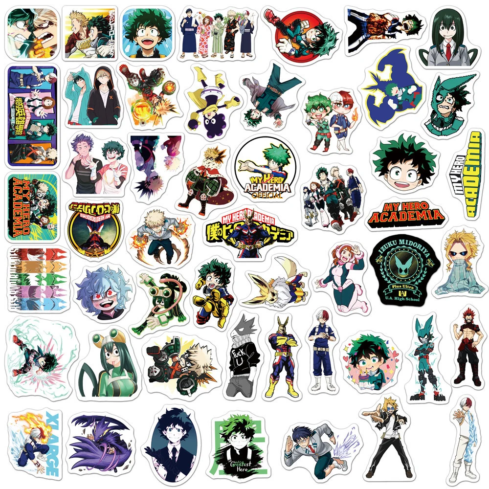 Autocollants waterproof du dessin animé My foreAcademia pour enfant, stickers, Midoriya Izuku, All Might, pour ordinateur portable, téléphone,