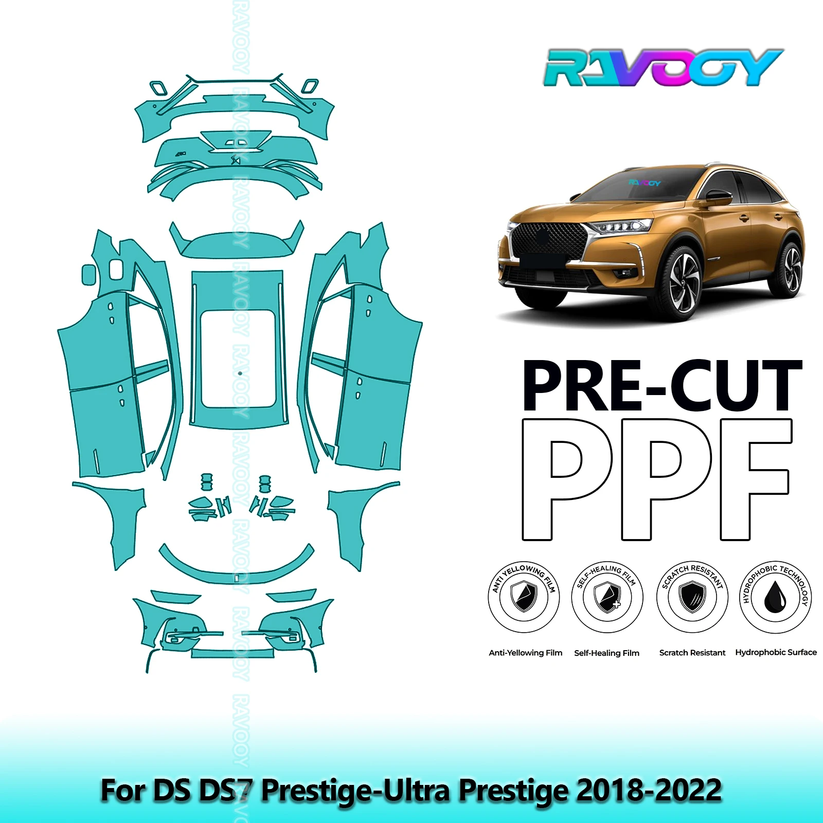 

Full Vehicle Clear Bra Precut PPF Paint Protection Film For DS DS7 Prestige-Ultra Prestige 2018-2022