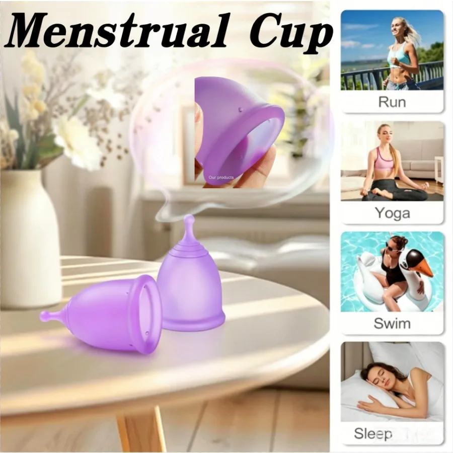 1/2pcs Portable Medical Grade Silicone Menstrual Cup Reusable Silicone Cup Feminine Hygiene Menstrual Replace Sanitary Napkin
