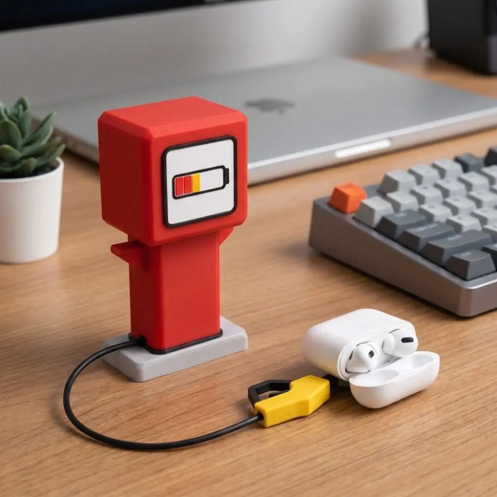 Fun Unique Mini Desktop Charging Station Small Portable Cable Storage Case Compact 3D Printed Organizer Box Office Use