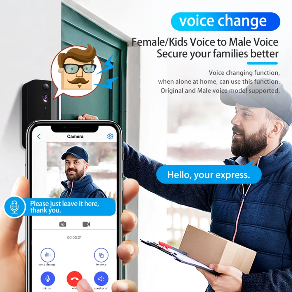 WiFi Wireless Video Doorbell 2 WAY Talk อินฟราเรด Night Vision Doorbell กล้อง Home Monitor Security Smart Home Door Bell กล้อง