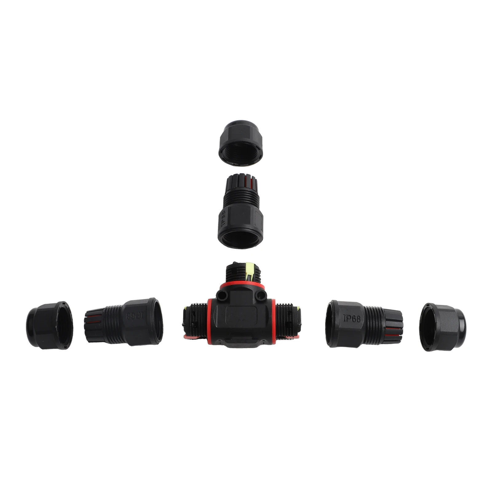 5Pcs IP68 Waterproof TShape 3Pin Cable Connectors for Electrical Wiring in Outdoor Lighting and Tunnel Applications