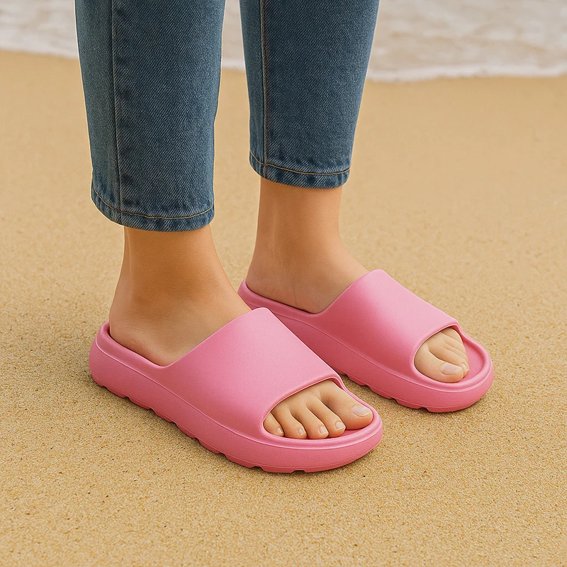 

Women's Coconut Themed Beach Slippers Summer Outdoor Thick Heel Sandals Arch Support Slip-On Couples Matching Slippers