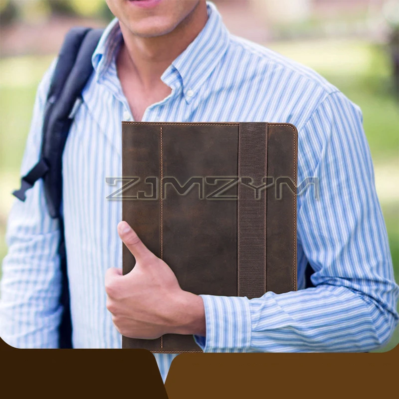 A4 Business Notebook Cover Loose-leaf Detachable Book Binder Tabs Notepad Cover Thick Brown Portable Leather Notebook Cover