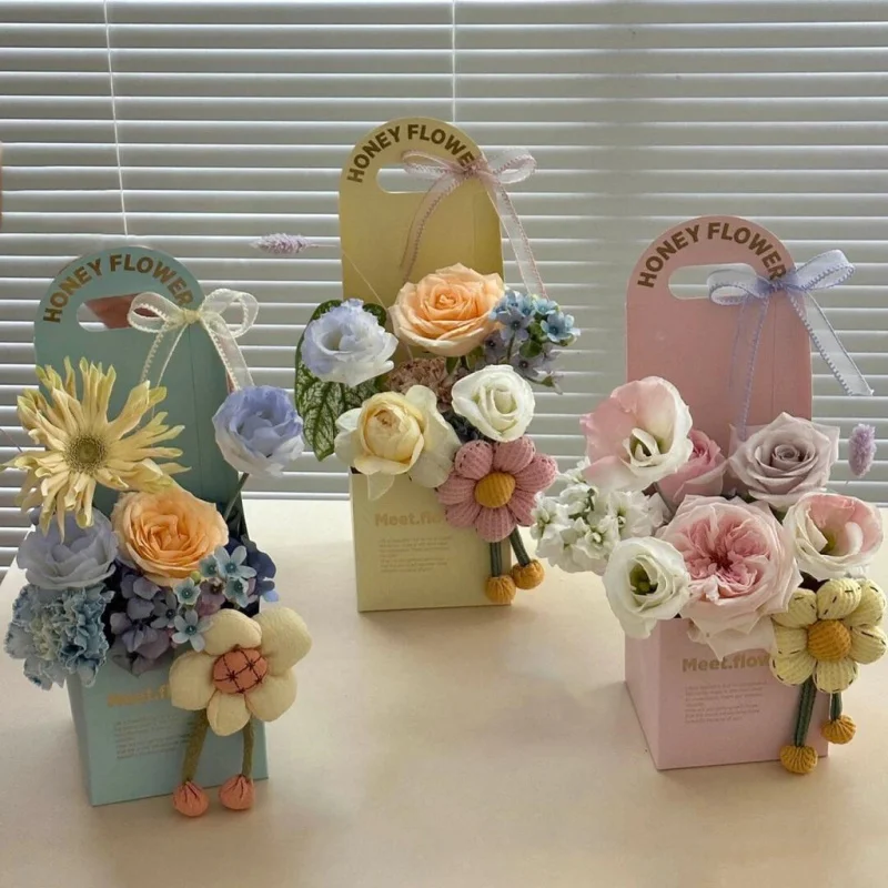 

1pcs Bouquet Packaging Box Handheld Floral Box Fresh Flower Packaging Box Folding Floral Arrangement Box Gift Floral Box