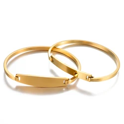 Women Men Simple Customized Bangle Stainless Steel Bracelet Can be opened Logo name letters Personalized Jewelry