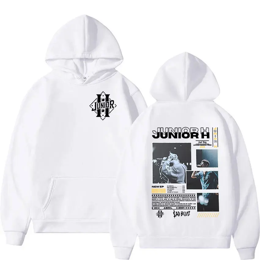 Rapper Junior H Sad Boyz 2025 New Album Hoodie Men's Hip Hop Clothing Fleece Pullover Sweatshirt Unisex Vintage Oversized Hooded