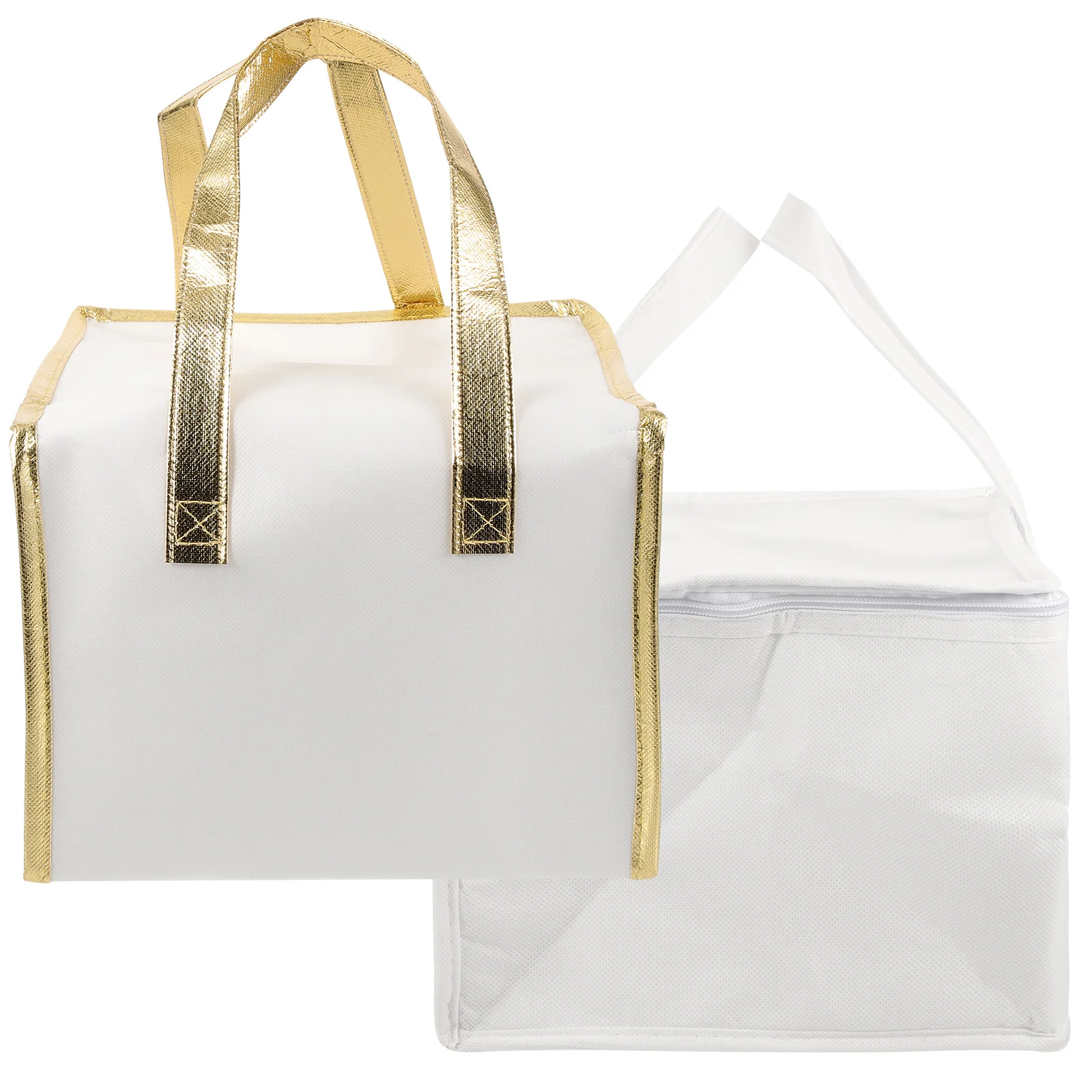 2 قطعة أكياس معزولة حقيبة غداء ممتازة مع مقبض حقيبة تبريد سعة كبيرة لتوصيل الطعام نزهة الناقل الحراري #5