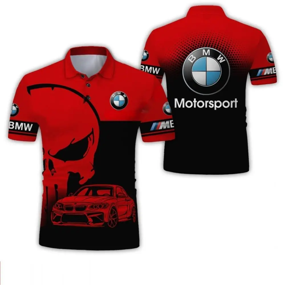 

2025 New Style BMW Logo Printed Motorcycle Riding Sport Polo Shirts Turn-down Collar Short Sleeves Casual Comfortable Tops