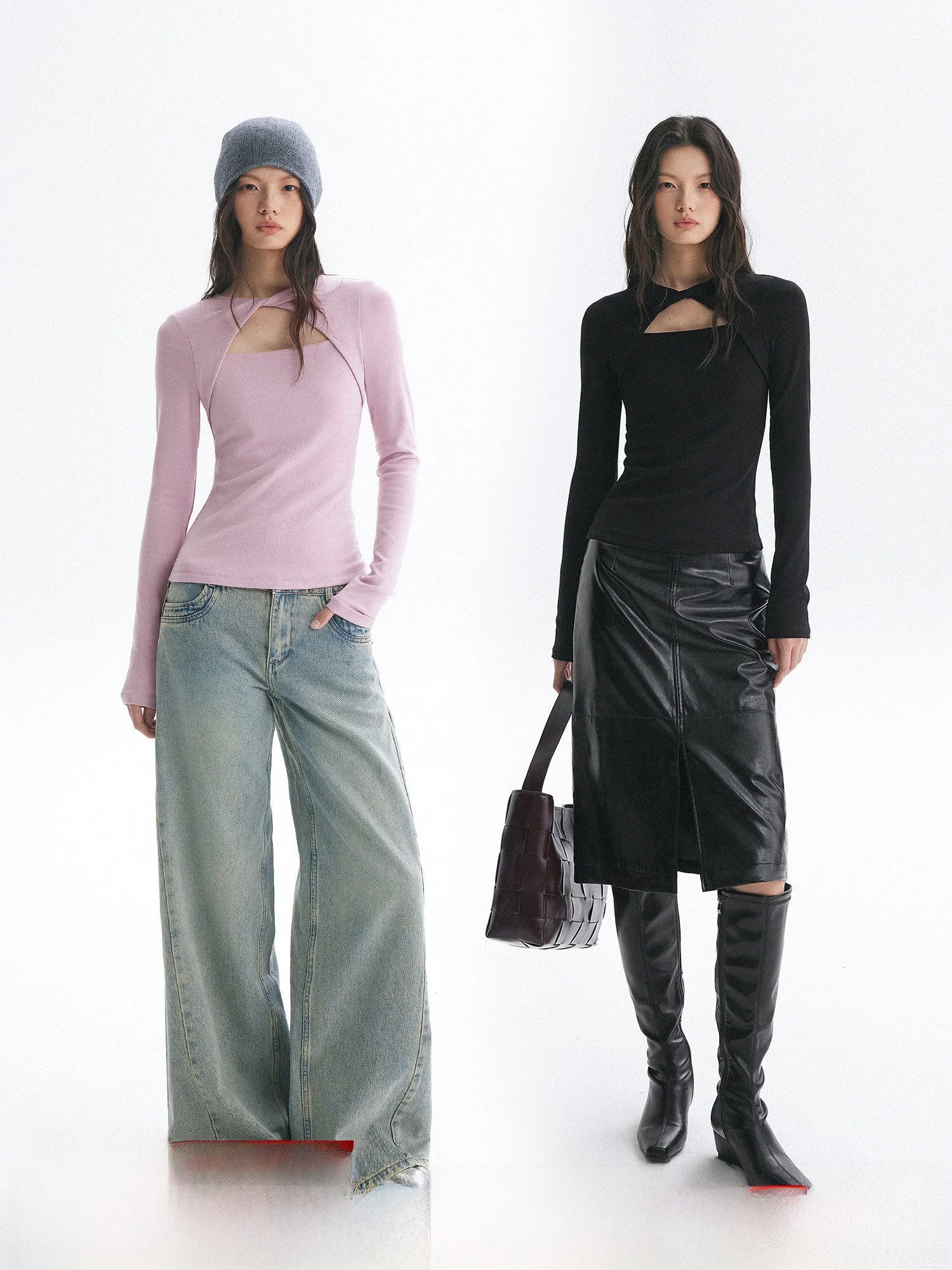 

MOLY CHO Hollow out Knot T-irt Slim Fit Base Layer irt Elastic Svel Top for Women Spring Season Long Sve