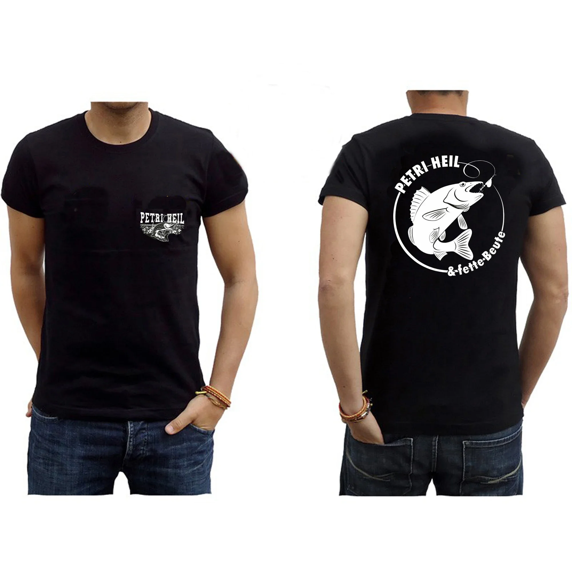 Petri Heil & Fat Prey. Fisch Karpfen Hecht Angeln Angler Geschenk T-Shirt. Neues, kurzärmliges T-Shirt mit O-Ausschnitt aus 100 % Baumwolle, lässiges Herren-Top
