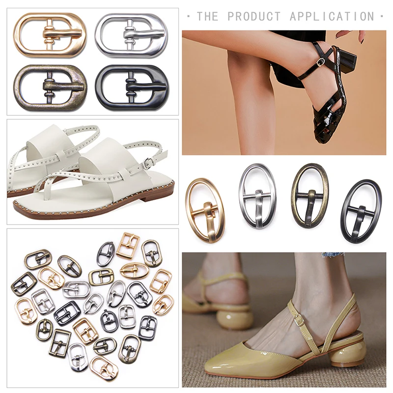 Hebillas de cinturón de aleación de metal para zapatos, accesorio de costura artesanal, cuadrado pequeño, redondo, plateado, dorado, 30 unidades por
