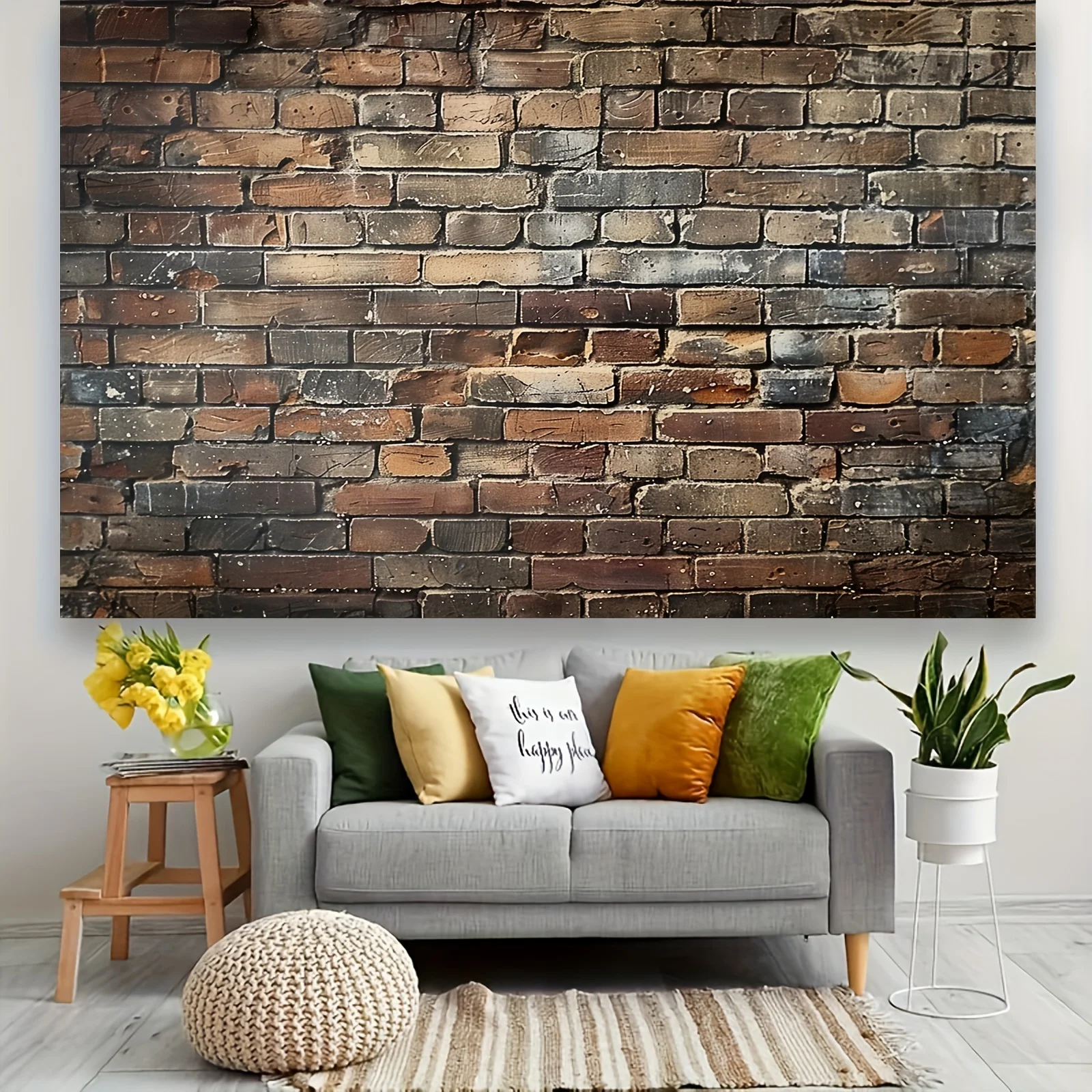 Vibrant retro brick wall Polyester photographic background - durable and wrinkle resistant for portrait photography studios