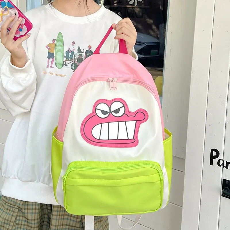 日本アニメクレヨンしんちゃんミスタークロコダイルバックパックキッズスクールバッグ漫画少年少女軽量耐久性のある旅行バックパック