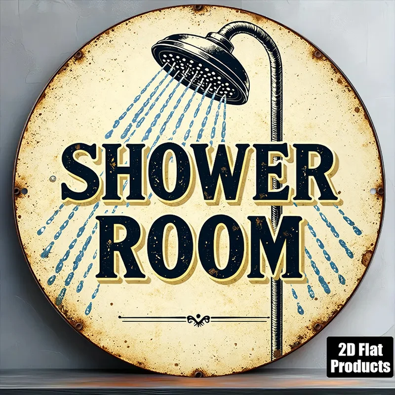 2D Flat, 1pc 8x8in/20x20cm 2D Flat Round Sign, Vintage Plaque with 