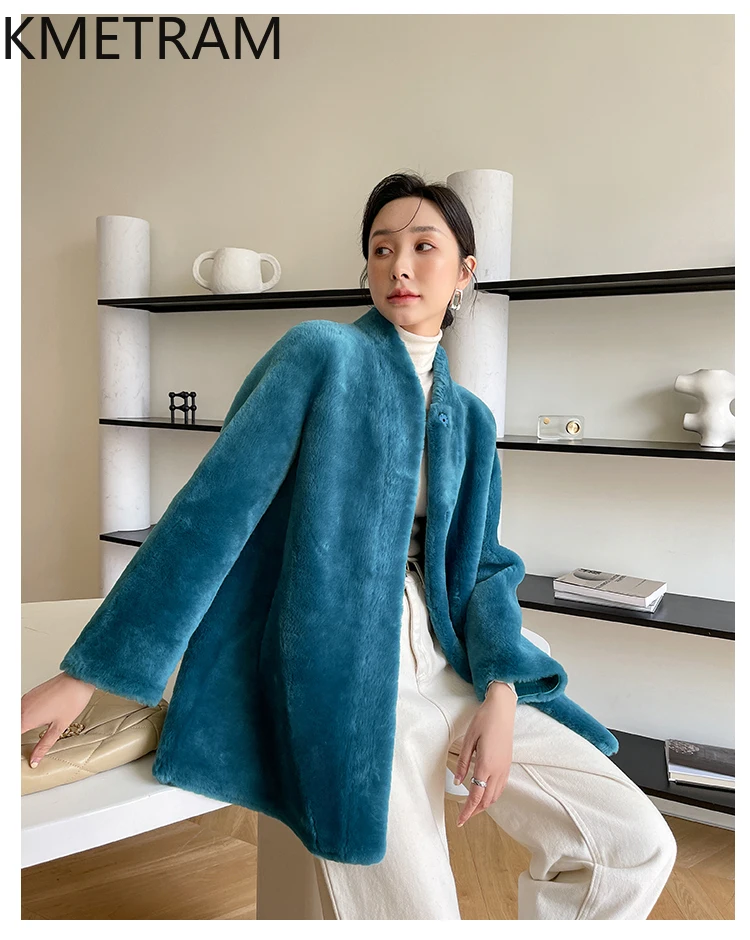 Damska dwustronna kurtka z prawdziwego futra z naturalnej wełny merino i owczej skóry, odwracalna, zimowe ubrania 2025, futrzane kurtki, fourrure