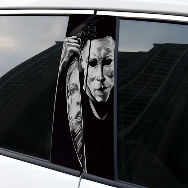 1pc/2pcs Car Stickers horrible Halloween Michael Myers  Waterproof Auto Vinyl Decals Anime Decoration for Automobile B-pillar