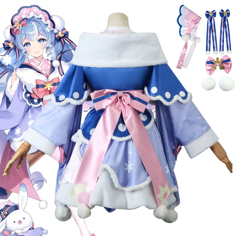 متوفر في المخزون أزياء سنو ميكو 2025 التأثيرية فستان يوكي مجموعة كاملة من الشعر المستعار للهالوين وعيد الميلاد وعيد الميلاد