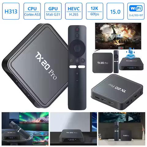 Android 15.0 Smart TV Box TX20 PRO ATV Allwinner H313 Quad Core 4K HD Media Player Dual WIFI BT5.2 Android TV Box 1GB 8GB
