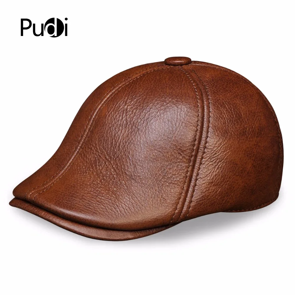 HL110 Genuine Leather Men Baseball Cap Hat Men's Real Skin Leather Adult Solid Adjustable Hats Caps With 3 Colors