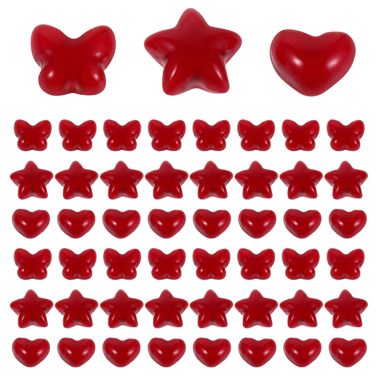 60 قطعة سحر الأظافر الأحمر القلب فراشة نجمة صغيرة الراتنج زينة DIY مانيكير عيد الحب الاستخدام اليومي سحر الأظافر #1