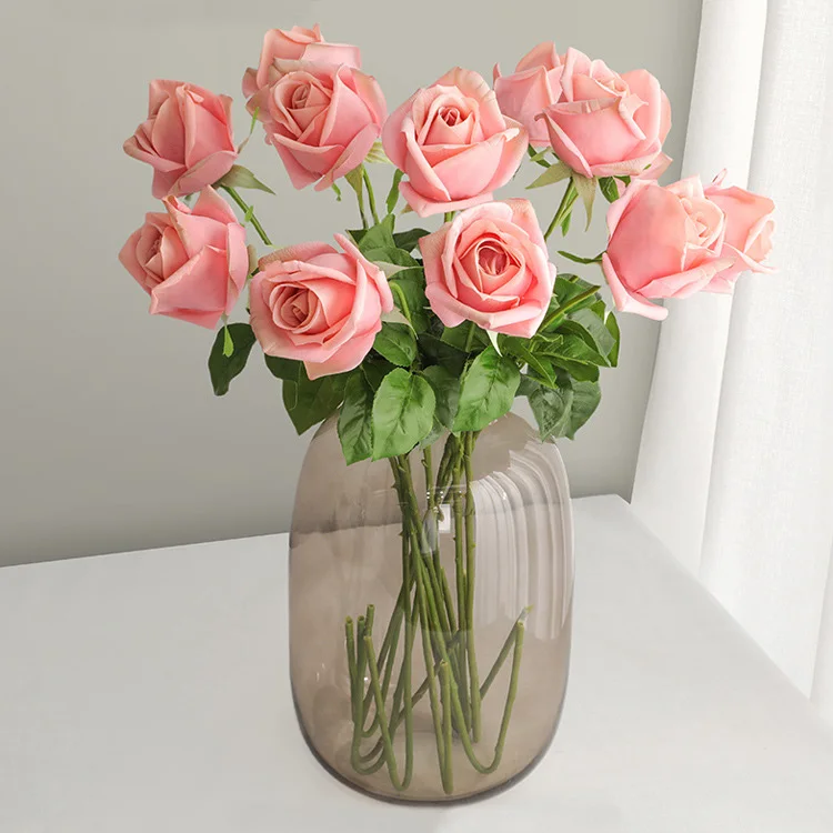 Single Stem Real Touch Artificial Silk Rose Wedding Party Home Decoration Gift F1379 - view 4
