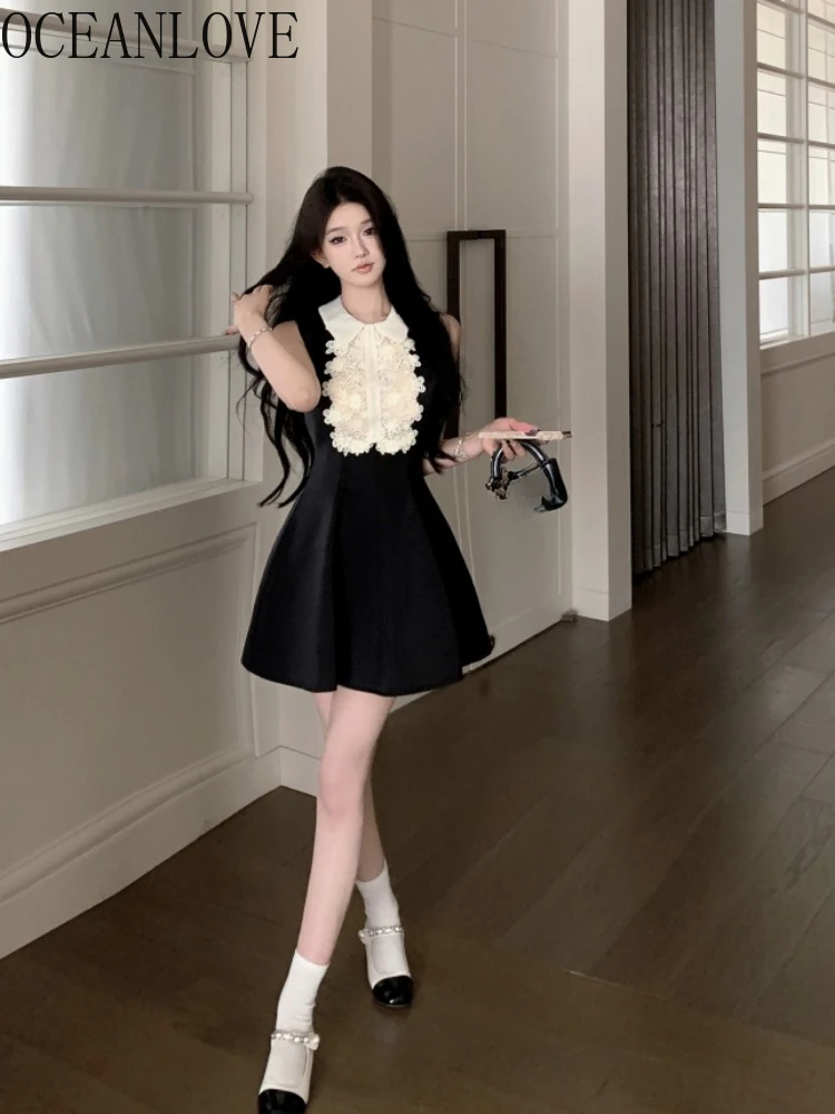 black mini dress korean Black Frock Latest Mini Frock Designs Cute Casual Korean Black Dress Sweet  Kawaii Black Mini Dress
