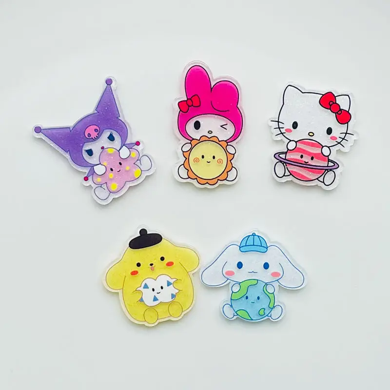 10Pcs New Acrylic Kawaii Cute Cartoon animal planet Sticker  Series Clip Book DIY Fashion Hairpin Decoration Crafts