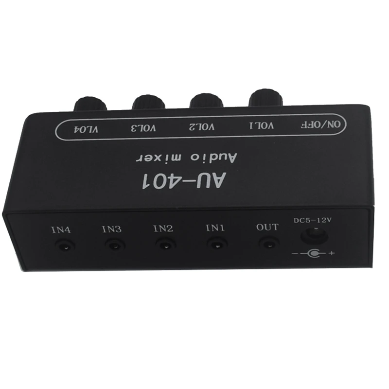 Multi-Source AU-401 DC 5V-12V Stereo Audio Mixer 4 Input 1 Output Individually Controls Board Sound