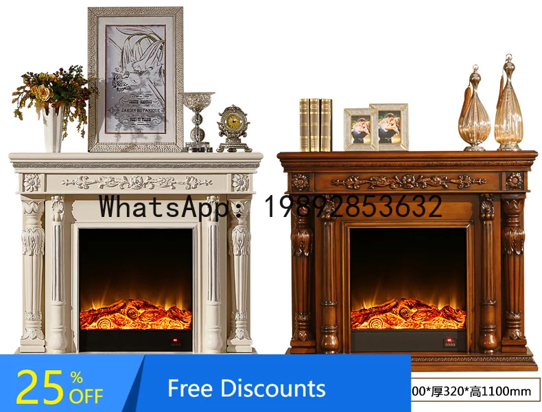 YFY Roman Column Fireplace European American Style Solid Wood Fireplace Frame Fireplace Flame Decoration Cabinet