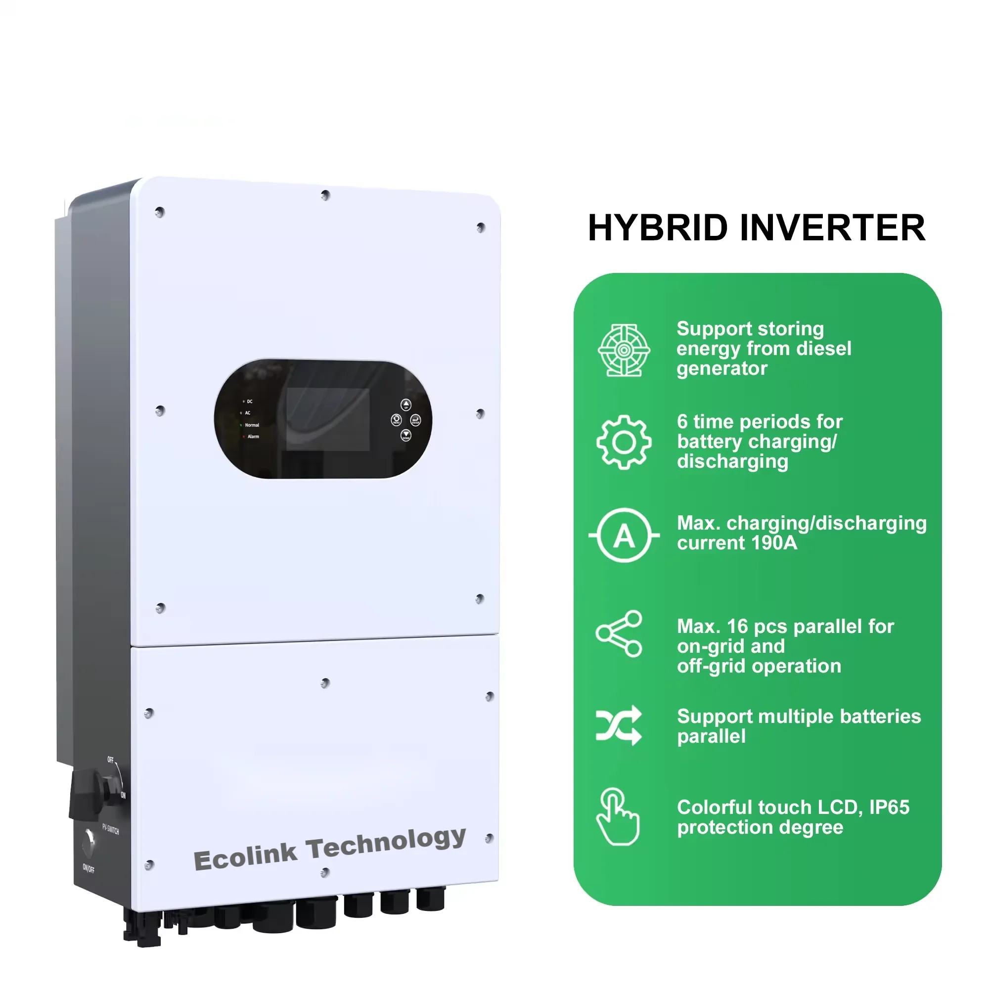 Hybrid Inverter Solar Inverter 5000W to 8000W Single Output 10kw to 50kw Power Converter for Home Solar Energy System Pro