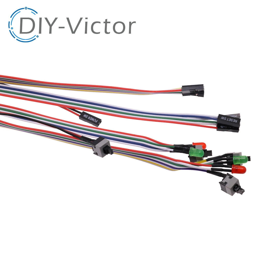 1PCS 65CM Slim PC Compute Motherboard Power Cable Original On Off Reset with LED Light PC Power Reset Switch Push Button Switch