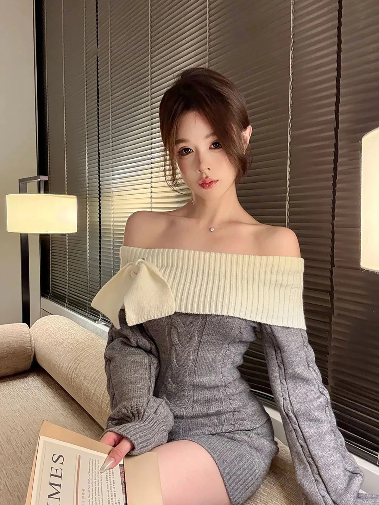 

Сексуальное женское модное универсальное боди Pure Desire на одно плечо Dr, осенняя длинная трикотажная юбка све...