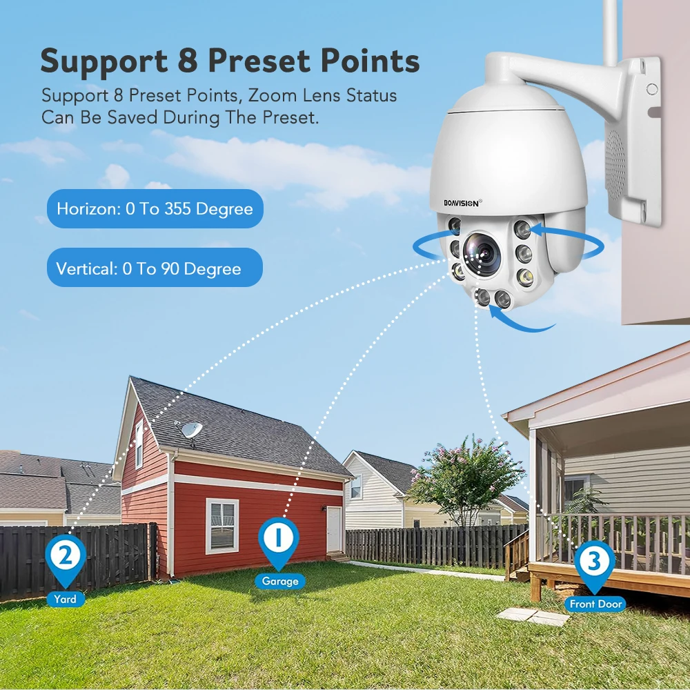 Câmera de segurança doméstica sem fio, rastreamento automático, câmera AI, rastreamento automático, ao ar livre, vídeo IR 60m, WiFi, IP PTZ, 8MP,