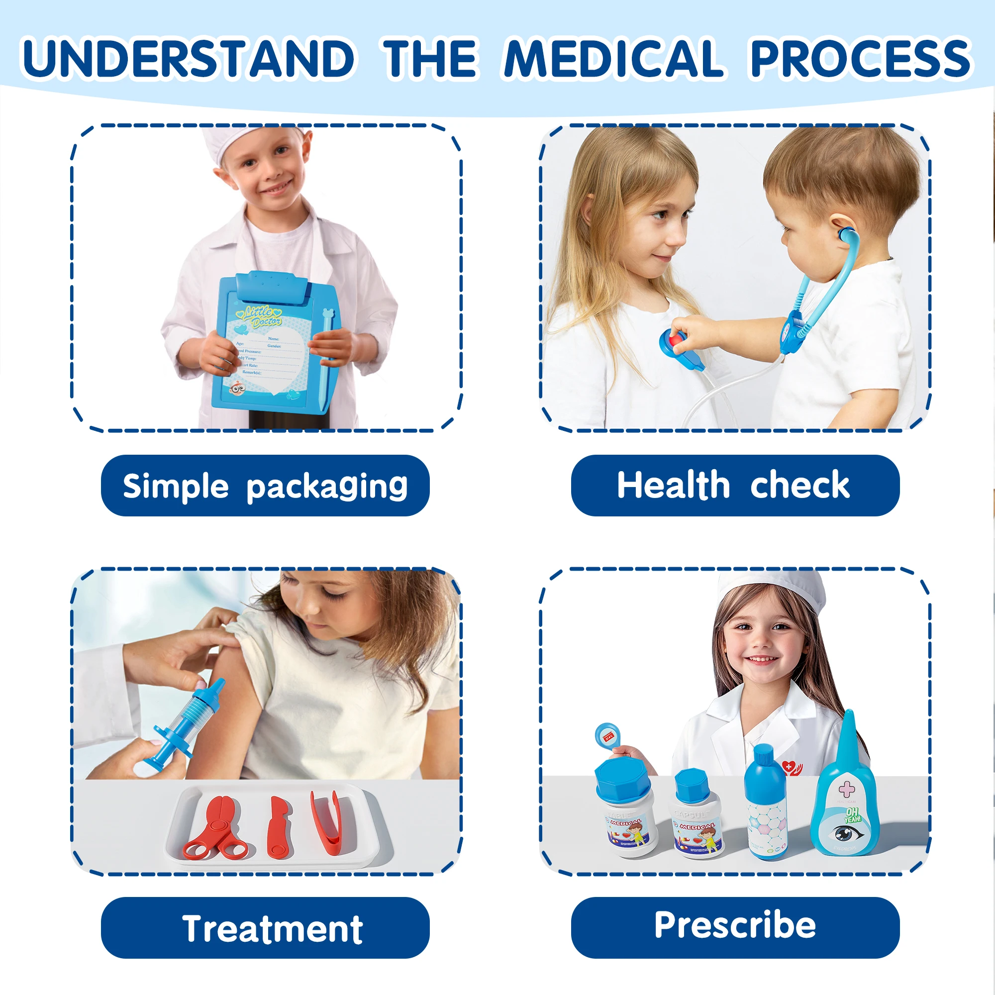 مجموعة لعب الأدوار مكونة من 37 قطعة للأطفال، ألعاب الطبيب التظاهري، للجنسين، ألعاب حفلات متعددة اللاعبين، كهدية عيد ميلاد، هدية عيد الميلاد، هدية الهالوين، فستان العطلات #5