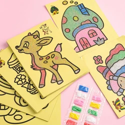 20Pc Cartoon Animal Princess Sand Painting Pictures DIY Drawing Toy for Kids Birthday Party Favors Kindergarten Prizes Treat Bag