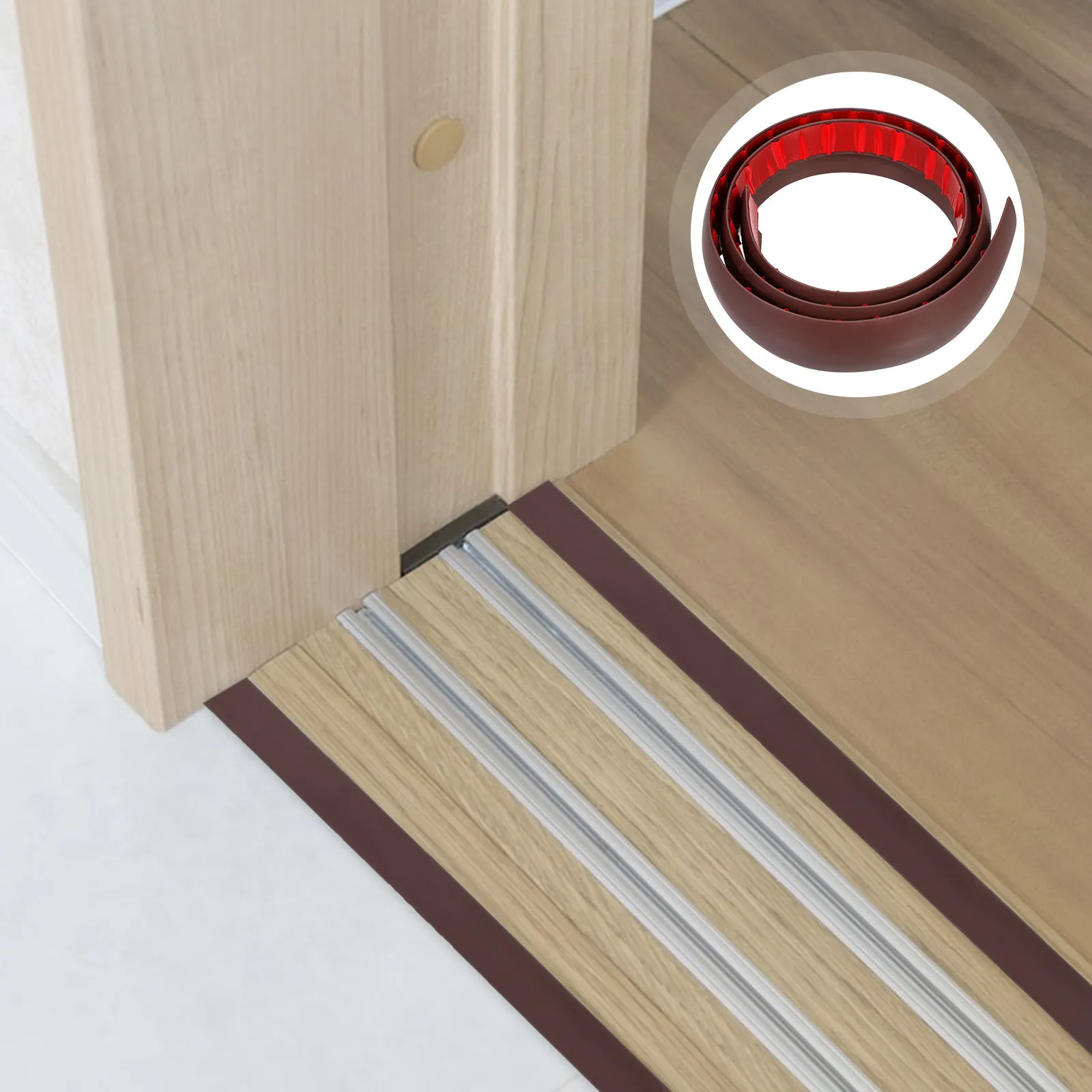 Tira de Borde para Piso de PVC, Autoadhesiva, para Transición de Alfombra a Piso de Madera, Azulejos o Alfombras, para Pisos Irregulares, Impermeable