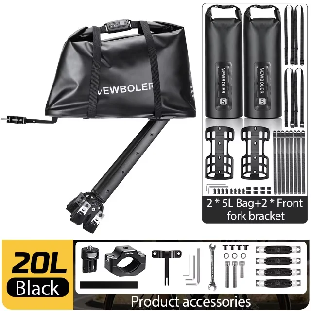NEWBOLER 20L Aluminium Fietsbagagedrager Toegangscodeslot Fietstas Bikepacking Voor MTB En Grind Fietsenrek Plank