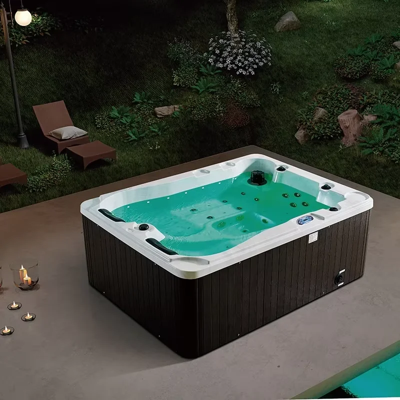 Acrylic Portable Heated Whirlpool Tub, 130 Jet Inflatable Bubble Spa, Hot Massage Pool for Patio & Camping